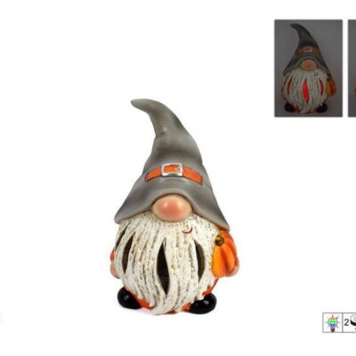 GNOMO 19CM CON ZUCCA E LUCI