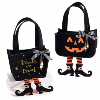 Borsetta gambelunghe in panno Halloween c/manici