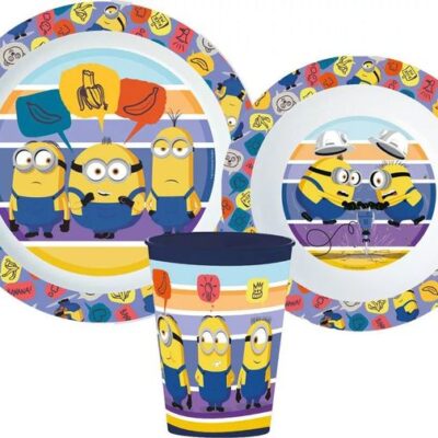 Minions Set di stoviglie in micro plastica, con tazza 260 ml