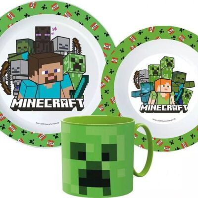 MINECRAFT Set di stoviglie micro plastica con tazza 265 ml