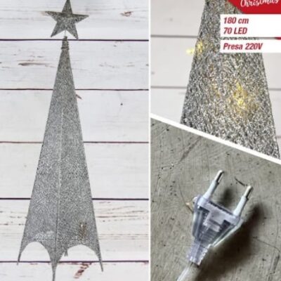 ALBERO NATALE METALLIC CON LED ARGENTO 180cm
