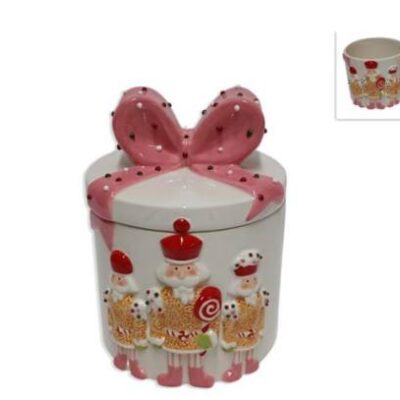 BARATTOLO TONDO CERAMICA C/ FIOCCO 18CM C/ SCHIACCIANOCI