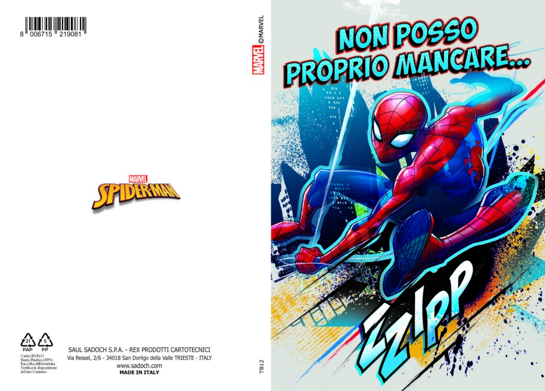 BIGLIETTO SPIDERMAN METAL C/GLITTER