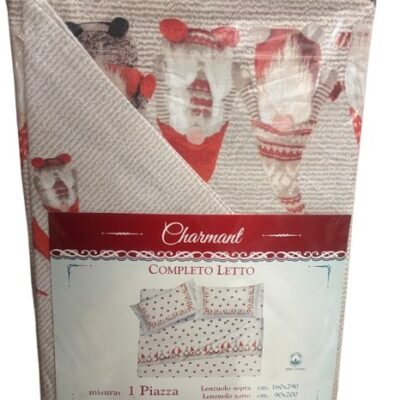 COMPLETO LETTO CHARMANT 1P GNOMI ROSSO
