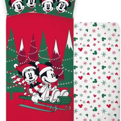 COMPLETO LETTO NATALE MICKEY E MINNIE MOUSE 150X265 CM