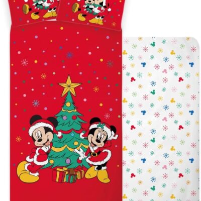 COMPLETO LETTO NATALE MICKEY E MINNIE MOUSE 150X265 CM