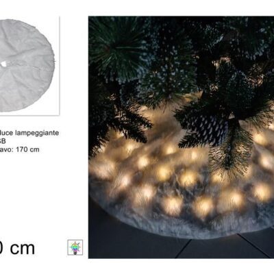 TAPPETO ALBERO PELLICCIA BIANCA CON LED BIANCO CALDO