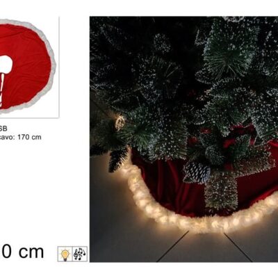 TAPPETO ALBERO VELLUTO ROSSO PELLICCIA CON LUCI E MUSICA