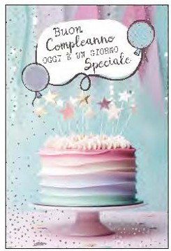 BIGLIETTO BUON COMPLEANNO CON FOIL OLOGRAFICO