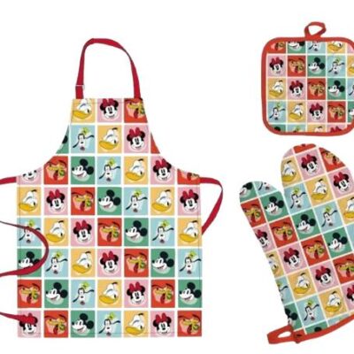 SET 3 PEZZI PRESINA, GREMBIULE E GUANTO MICKEY MOUSE E AMICI