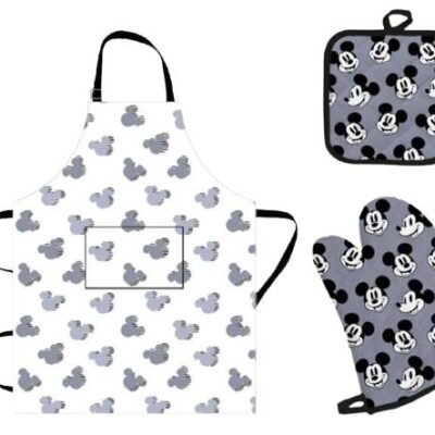 SET 3 PEZZI PRESINA, GREMBIULE E GUANTO MICKEY MOUSE