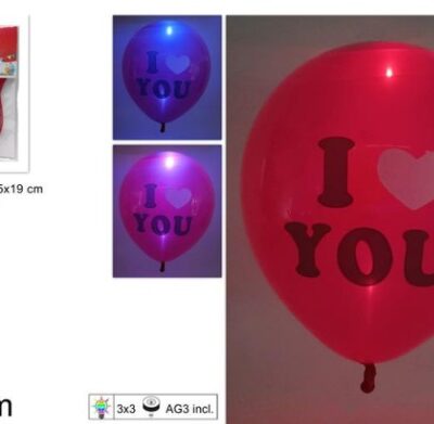 BUSTA PALLONCINI 3PZ SAN VALENTINO CON LED 30CM