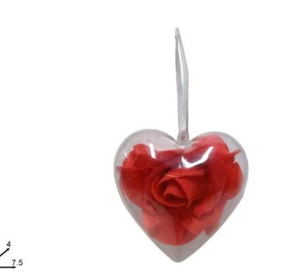 APPENDINO CUORE CON ROSA ROSSA