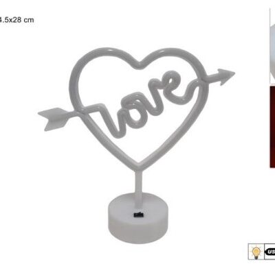DECORAZIONE LUMINOSA CUORE CON SCRITTA LOVE