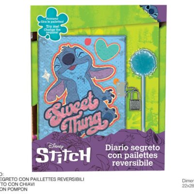 Diario segreto paillettes c/penna 22x28cm Stitch