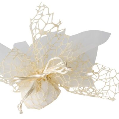 Bomboniera Sacchetto quadrato porta confetti Velo con rete con Tirante in organza Avorio 25 x 25 cm ART. C1202