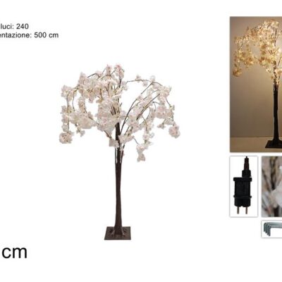 ALBERO DI FIORI DI PESCO H. 120 CM CON LUCI