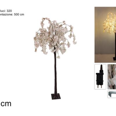 ALBERO DI FIORI DI PESCO H. 150 CM CON LUCI