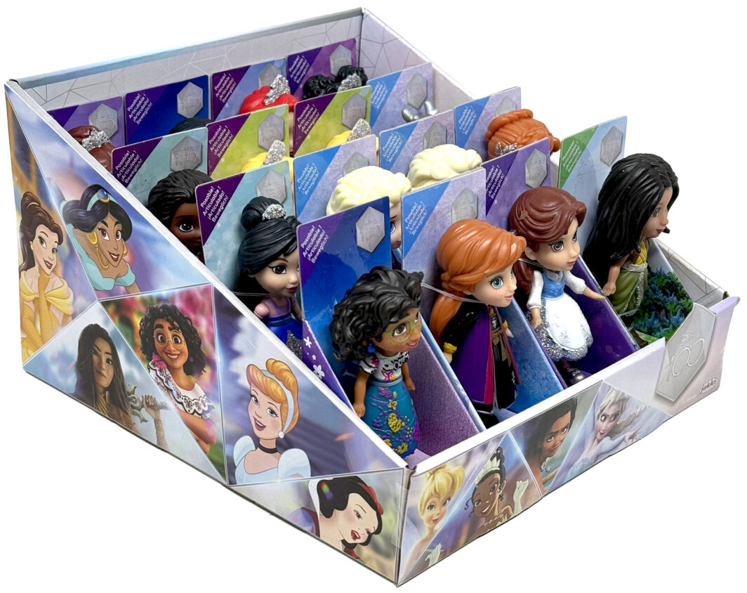 Bamboline 7cm 100th Disp.16pz ass. glitter argento Principesse Disney