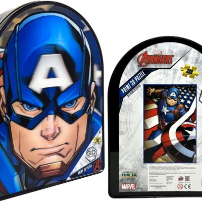Marvel Avengers Capitan America - Puzzle 300 pezzi con cofanetto in latta, Lenticolare con effetto 3D