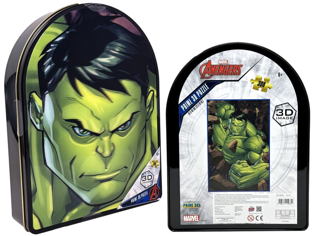 Marvel Avengers HULK - Puzzle 300 pezzi con cofanetto in latta, Lenticolare con effetto 3D