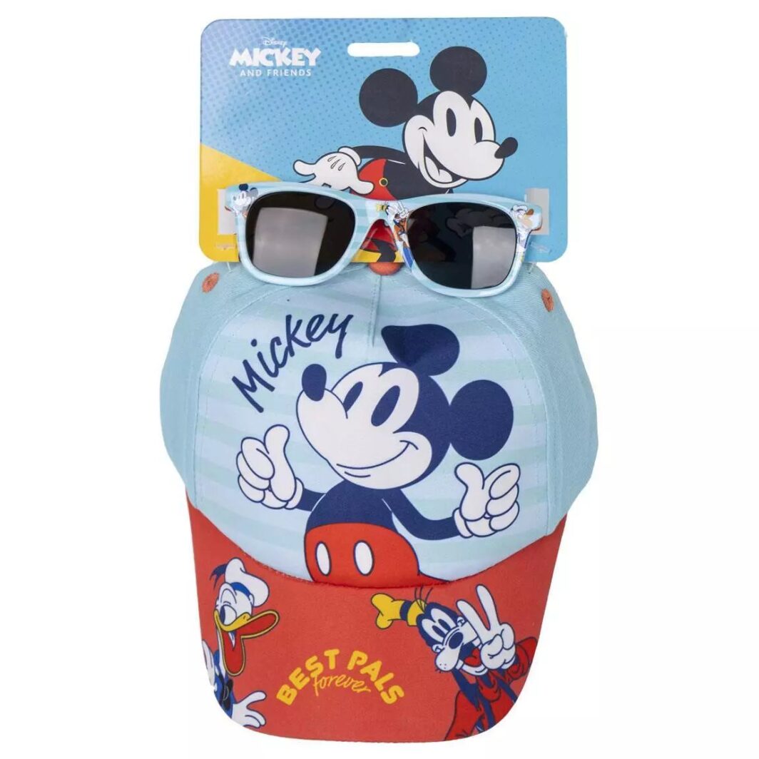 Disney MICKEY MOUSE - Set Cappello con visiera + occhiali  per bambine, Poliestere e cotone, Chiusura regolabile