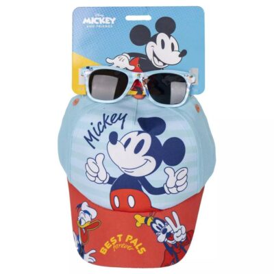 Disney MICKEY MOUSE - Set Cappello con visiera + occhiali  per bambine, Poliestere e cotone, Chiusura regolabile