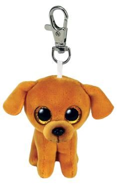 Ty - Anello porta chiavi di Peluche - Beanie Boos Clips - Cane - Zuzu - Marrone