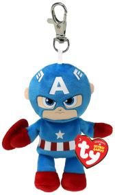Ty Clips - Collezione Marvel, Anello Porta Chiavi di Peluche, Captain America, Tutti i Tuoi Eroi Preferiti da Portare Sempre con Te, Idea Regalo per Grandi e Piccini - 10 cm - T34004
