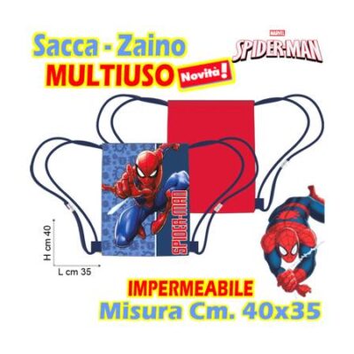 SPIDER-MAN Sacca - Zaino MULTIUSO Cm.40x35