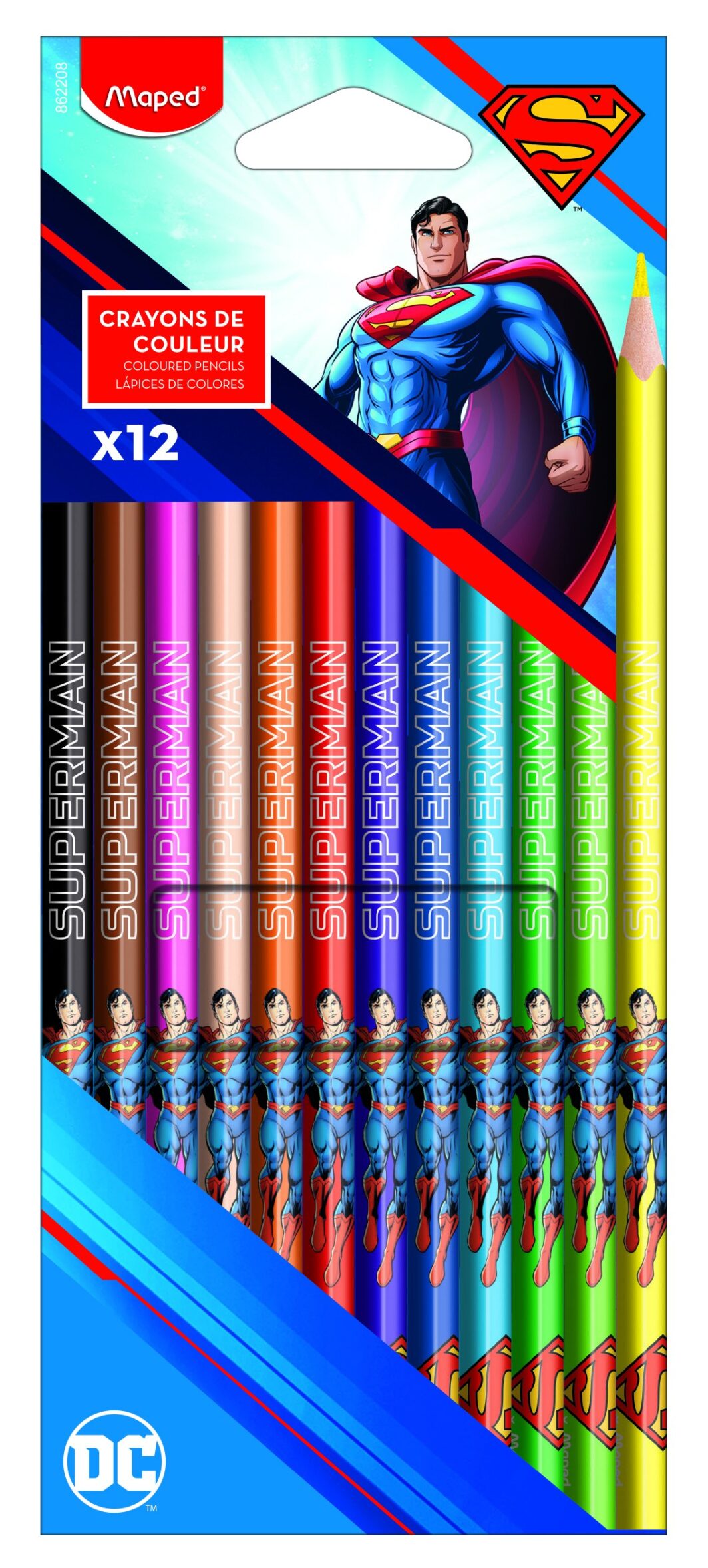 Pastelli a matita Maped Superman 12 colori