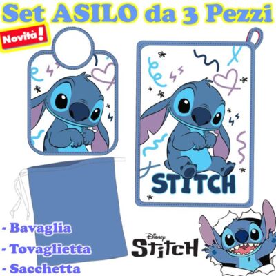 * STITCH DISNEY Set ASILO " 3 PEZZI