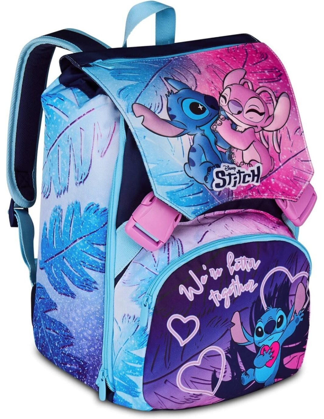 Seven Disney Stitch e Angel - Zaino estensibile per scuola elementare