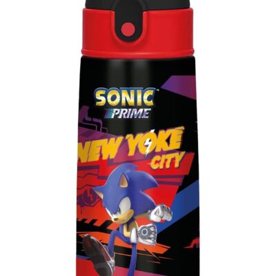 Seven Sonic Prime - Borraccia termica per bambini con cannuccia 460ml