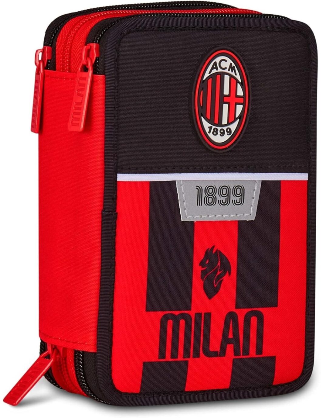 Seven Milan - Astuccio triplo riempito per bambini, per la Scuola o tempo libero, 3 Zip, 45 Accessori