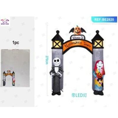 PELLICOLA GONFIABILE DECORATIVA CON ATMOSFERA DI HALLOWEEN E ARCO FANTASMA ILLUMINATO