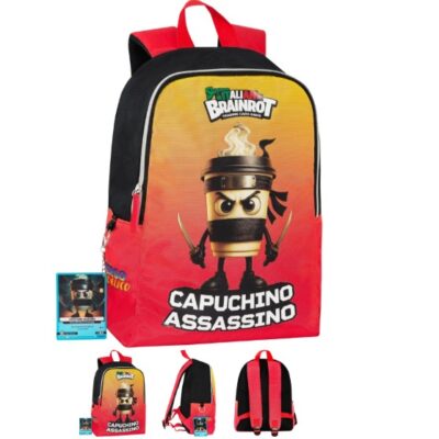 Brainrot Capuchino - Zaino Tempo Libero 29 x 38h x 11cm con Card inclusa