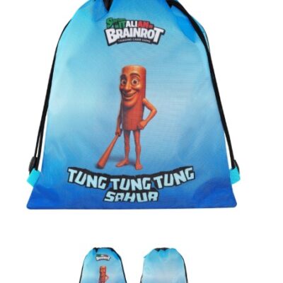Brainrot Tung Tung - Sacca a Zaino Coulisse, Scuola e Tempo Libero 34 x 42h cm