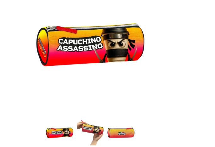 Brainrot Capuchino - Astuccio Tombolino Scuola, Portapenne Bambini per Elementari e Medie, 22x8Hcm