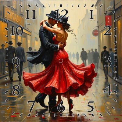 OROLOGIO DA PARETE O DA TAVOLO IN CERAMICA MIS. 20X20 CM IN STAMPA SUBLIMATICA "GLI INNAMORATI"