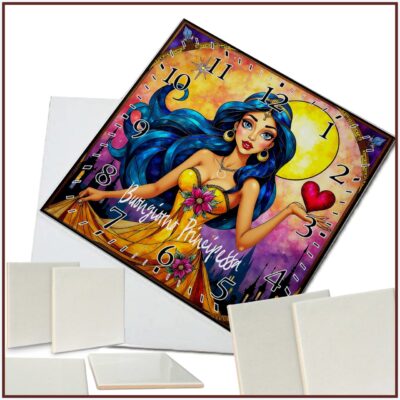 OROLOGIO DA PARETE O DA TAVOLO IN CERAMICA MIS. 20X20 CM IN STAMPA SUBLIMATICA "BUONGIORNO PRINCIPESSA"