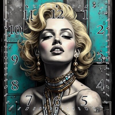 OROLOGIO DA PARETE O DA TAVOLO IN CERAMICA MIS. 20X20 CM IN STAMPA SUBLIMATICA "MARYLIN 1"