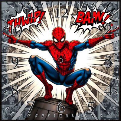 OROLOGIO DA PARETE O DA TAVOLO IN CERAMICA MIS. 20X20 CM IN STAMPA SUBLIMATICA "SPIDERMAN"