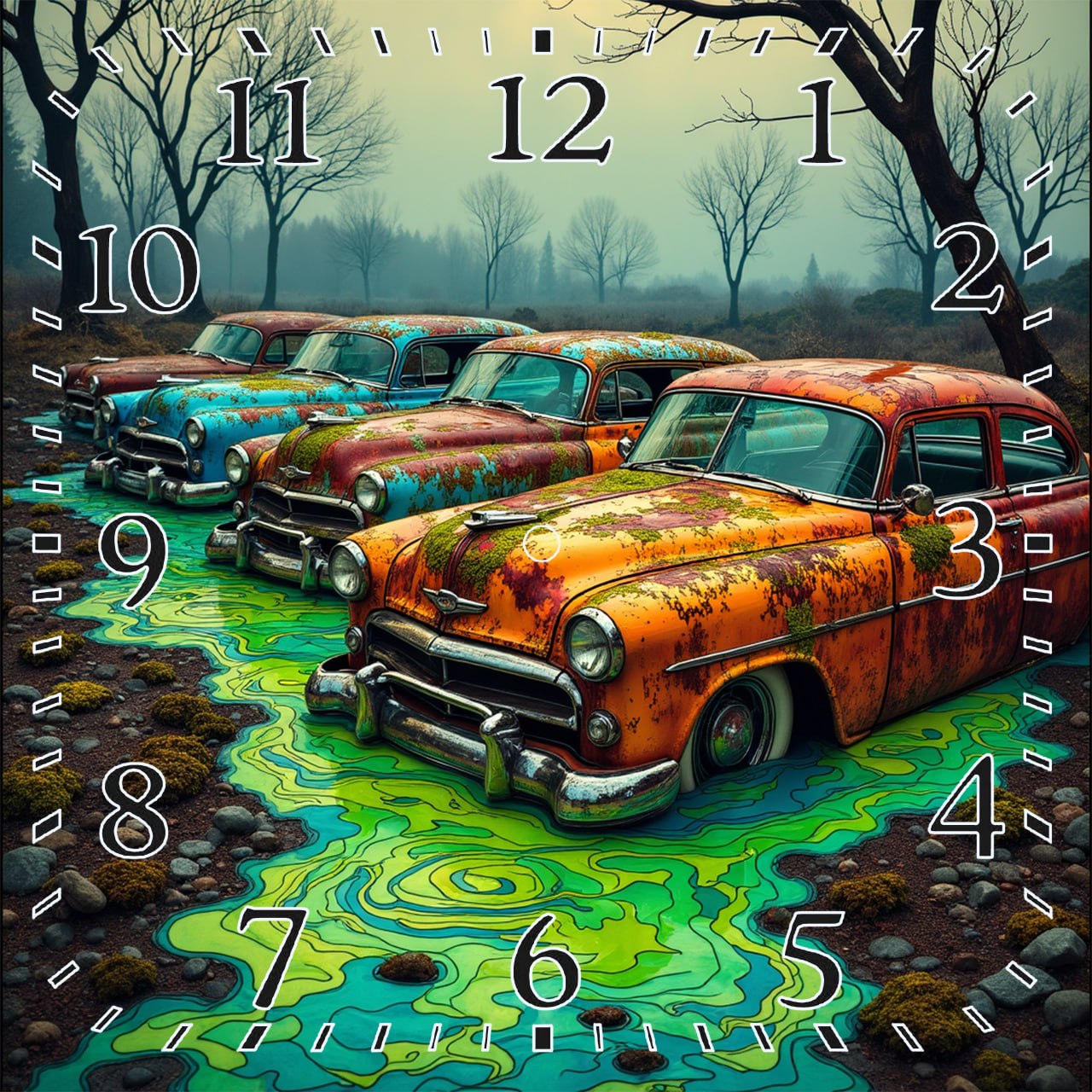 OROLOGIO DA PARETE O DA TAVOLO IN CERAMICA MIS. 20X20 CM IN STAMPA SUBLIMATICA "LA PALUDE"