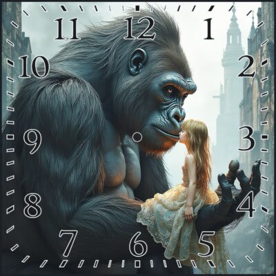 OROLOGIO DA PARETE O DA TAVOLO IN CERAMICA MIS. 20X20 CM IN STAMPA SUBLIMATICA "“L'AMICIZIA IMPOSSIBILE"