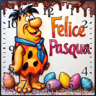 OROLOGIO DA PARETE O DA TAVOLO IN CERAMICA MIS. 20X20 CM IN STAMPA SUBLIMATICA "PASQUA FLISTON"