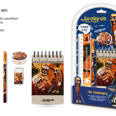 MC SET REGALO CANCELLERIA 5pz BRAINROT