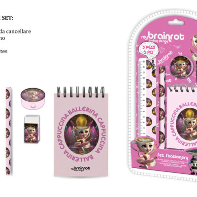 MC SET REGALO CANCELLERIA 5pz BRAINROT