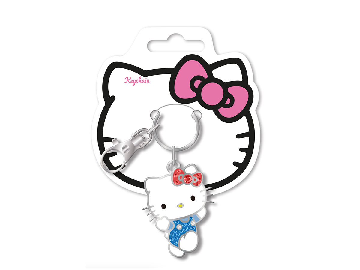 Portachiavi in metallo "HELLO KITTY" con strass