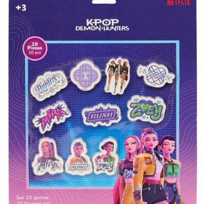 K-Pop Demon Hunters - Set di 10 gomme cancellabili, 25 x 30 cm